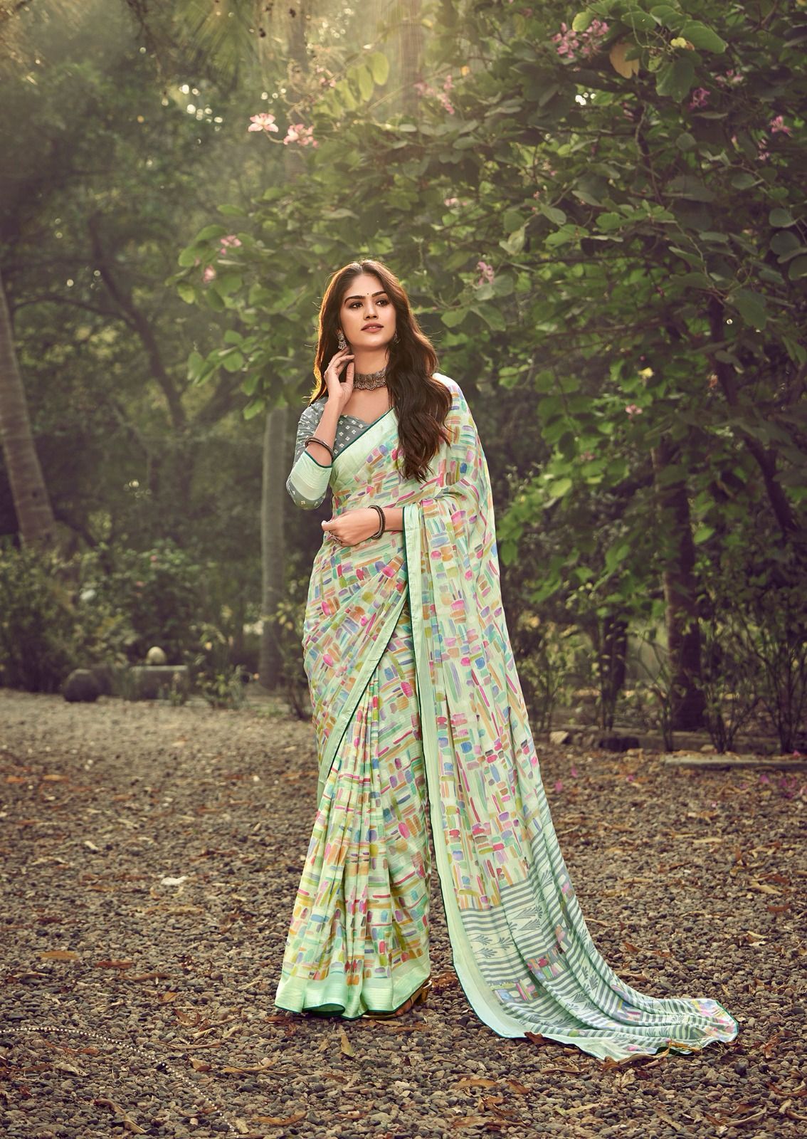 Cindrella By Kashvi Printed Viscose Georgette Sarees Wholesale Suppliers In Mumbai